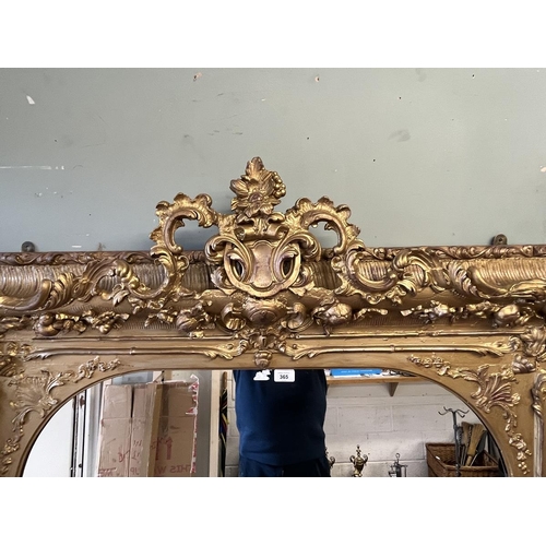 365 - Antique Rococo large gilt framed mirror - Approx size 140cm x 181cm