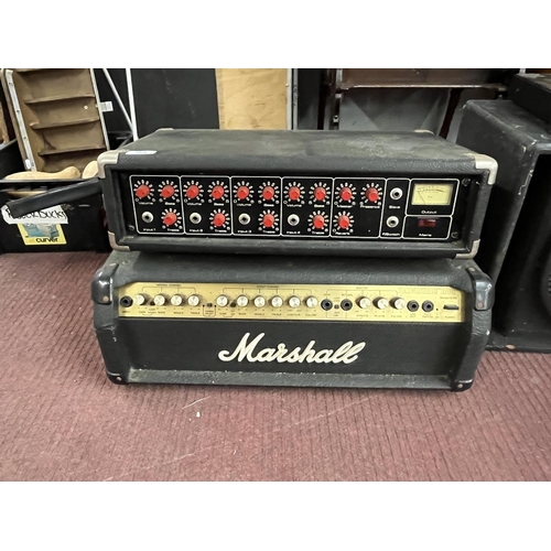 369 - Good collection of audio equipment to include Marshall amplifier, speaker etc.