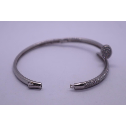 37 - Silver stone set bangle