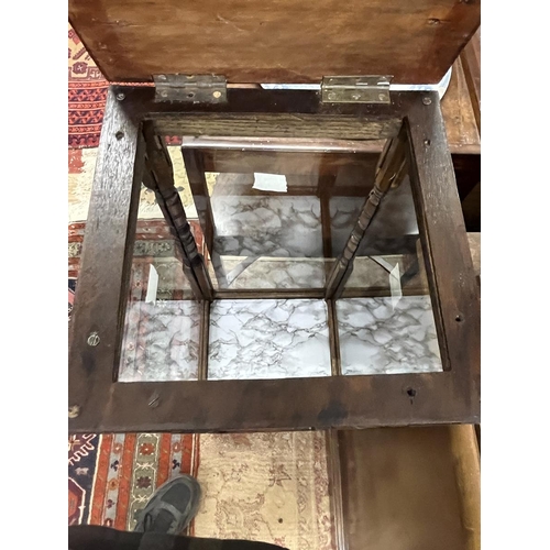 391 - 1930's 4 sided display cabinet with lift up top - Approx W: 30cm D: 31cm H: 101cm