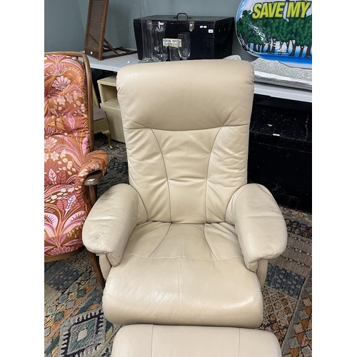 416 - Stressless style chair & foot stool