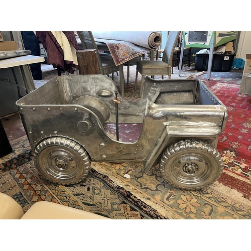 417 - Large metal chromed model of a US Willies Jeep - Approx L: 121cm W: 72cm H: 60cm