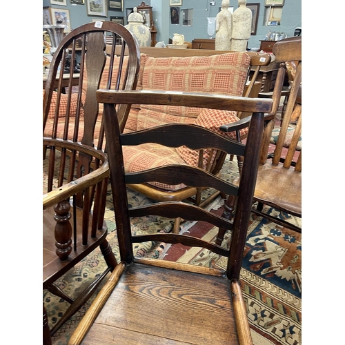 455 - Antique oak ladder back chair