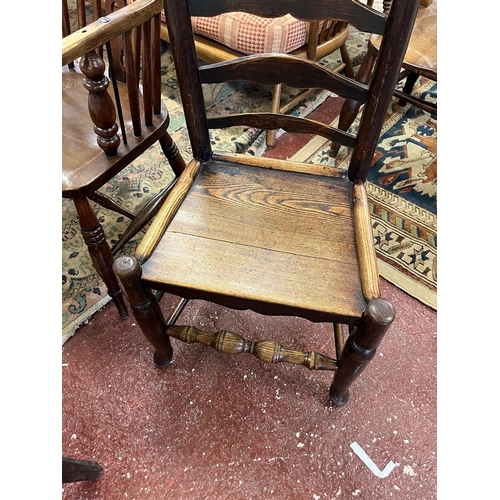 455 - Antique oak ladder back chair