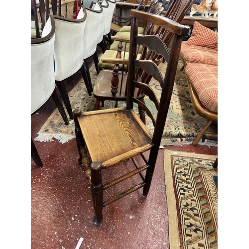 455 - Antique oak ladder back chair