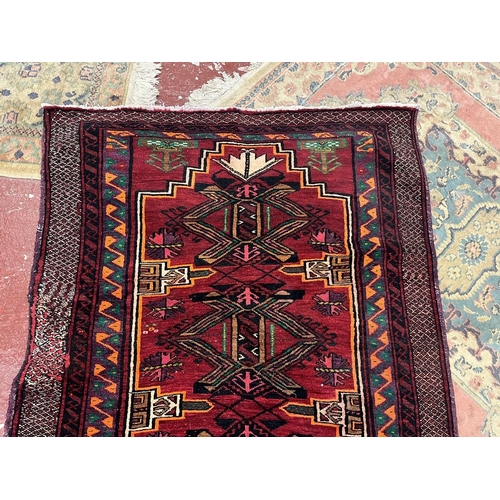 464 - Nomad tribal Balouch handwoven, wool rug - Size 209cm x 112cm