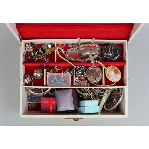 67 - Jewellery box and contents to include silver