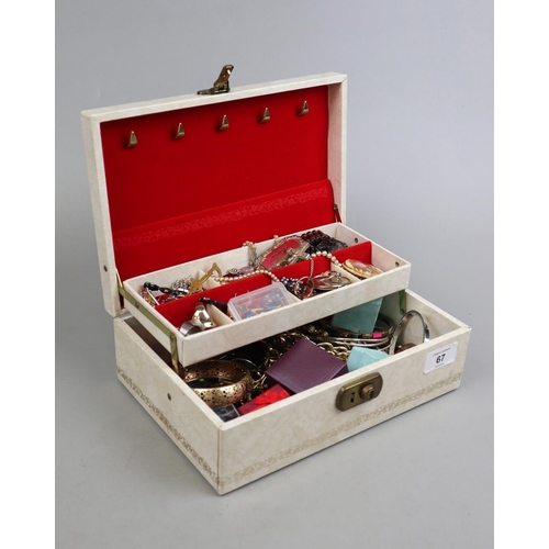 67 - Jewellery box and contents to include silver