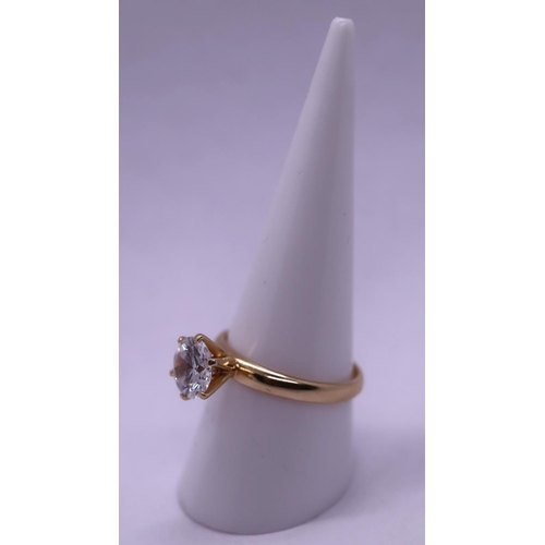 74 - 14ct gold stone set ring - Size R