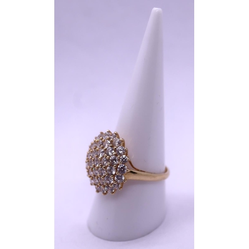 80 - 14ct gold stone set cluster ring - Size R