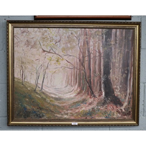 312 - Impressionist oil on board of an Autumnal scene - indistinct signature - IS 78cm x 60cm