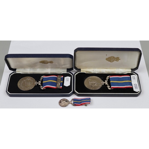 161 - 2 cased National Service Medals plus a smaller version