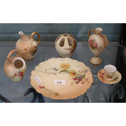 210 - Collection of Royal Worcester blush ivory etc