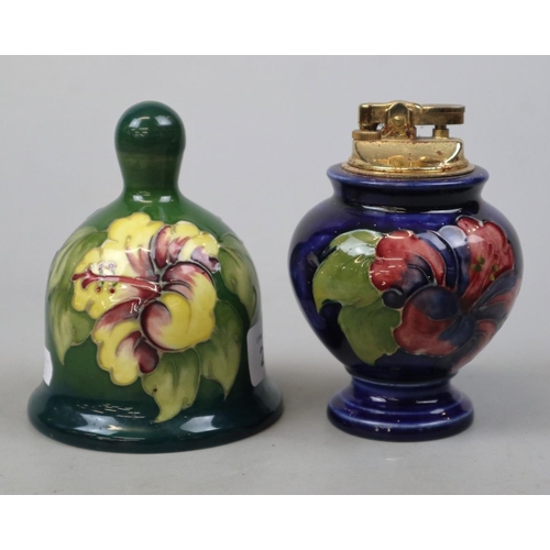 219 - Moorcroft table lighter and bell