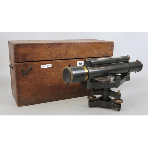 245 - Theodolite in original box marked W.F. Stanley & Co, London 37/490 29th November 1937