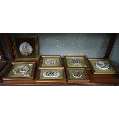 258 - Collection of framed Pratt ware pot lids