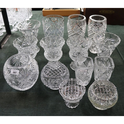 267 - Collection of crystal vases etc (possibly Brierley Hill crystal)