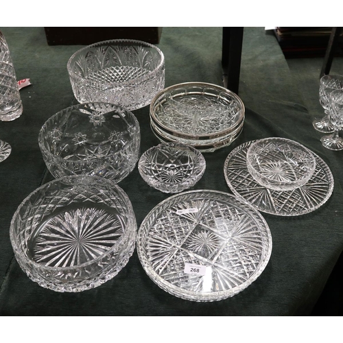 268 - Collection of crystal bowls, trays etc (possibly Brierley Hill crystal)