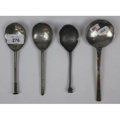 276 - A collection of 4 early latten and pewter spoons