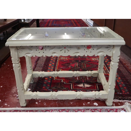 278 - French glass topped side table - Approx W: 72cm D: 39cm H: 53cm