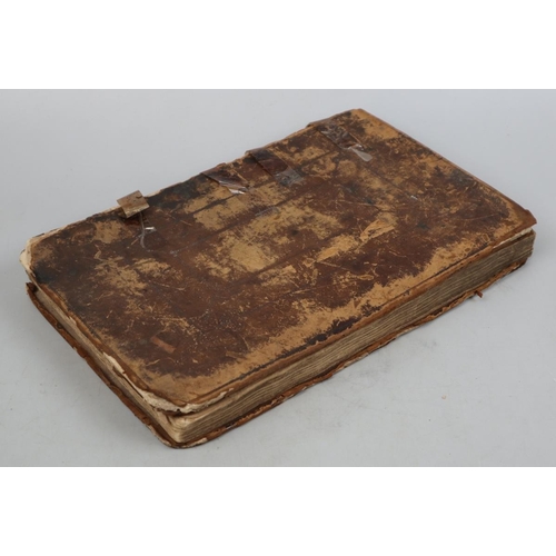 287 - Early leather bound book - Les Reports de Sr. Crefwell Levins jades un del justices del common bank.... 