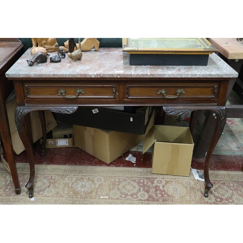 310 - Mahogany marble topped console table - Approx W: 107cm D: 48cm H: 74cm