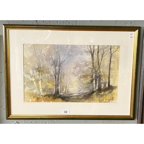 338 - John R Harris watercolour - Woodland scene - Approx IS: 47cm x 29cm