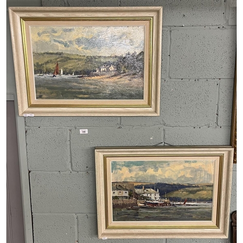 348 - Pair of oils on board - Harbour scenes by John Neale - Approx IS: 49cm x 31cm