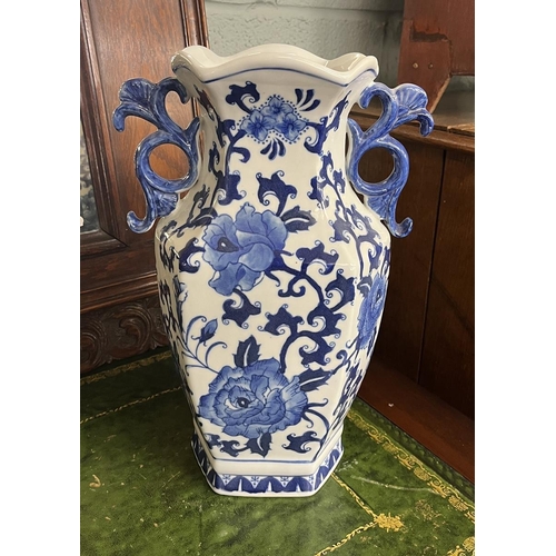 355 - Blue and white Oriental vase