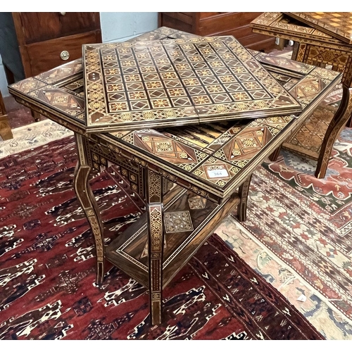 364 - Fine Syrian games table with mosaic inlay with mother-of-pearl