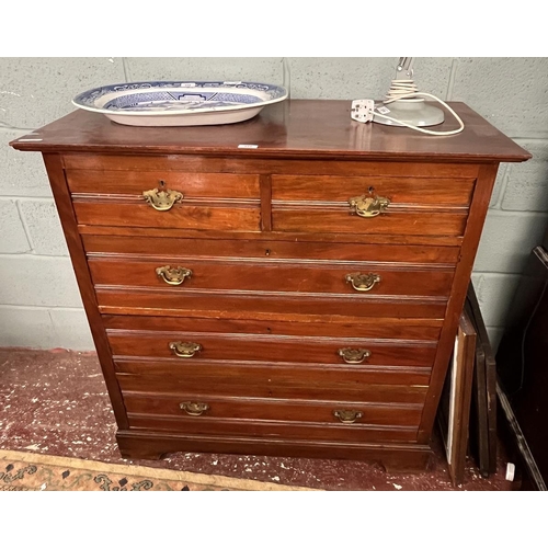 377 - Edwardian mahogany chest of 2 over 3 drawers - Approx W: 103cm D: 49cm H: 102cm