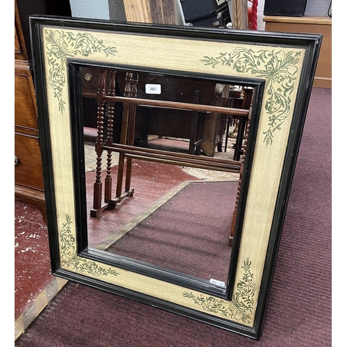 383 - Large wall mirror with hand painted surround