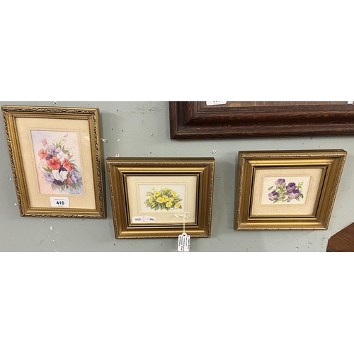 416 - Set of 3 original botanical watercolours by Madge Rule