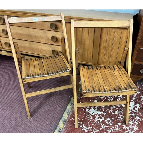 419 - 2 folding teak chairs