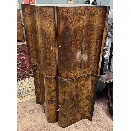 436 - Pair of burr walnut corner cupboards