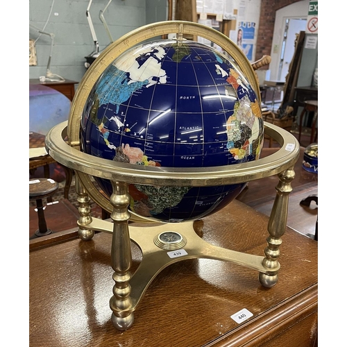 439 - Large semi-precious gemstone globe - Approx H: 48cm