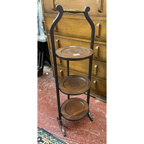 448 - Mahogany 3 tiered folding cake stand