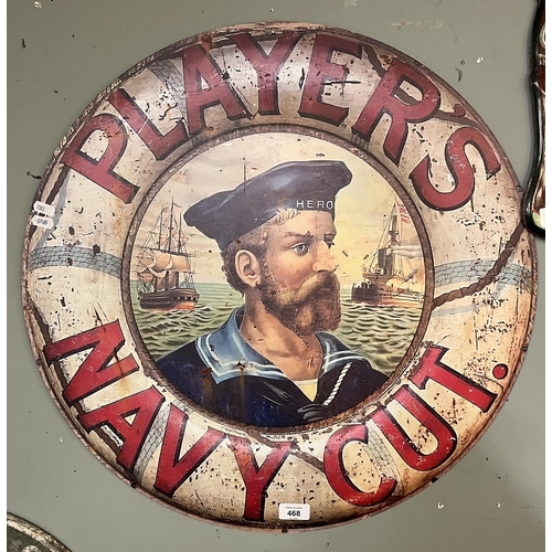 468 - Metal circular Players Navy Cut sign - Reproduction