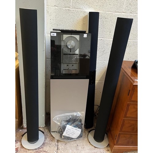 485 - Bang and Olufsen BeoSound Ouverture type 2632 with speakers, soundbar, remote control and leads