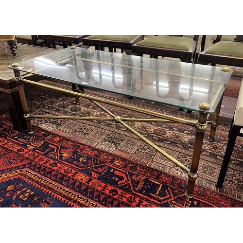 528 - Glass topped brass framed coffee table