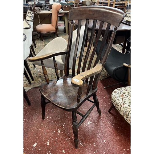 542 - Elm seated slat back Windsor armchair 