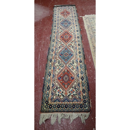 553 - Turkish Shirvan blue patterned runner - Approx 320cm x 67cm