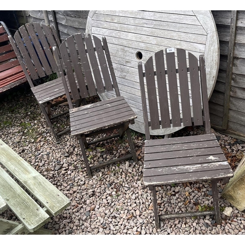 559 - Set of 3 folding teak garden chairs