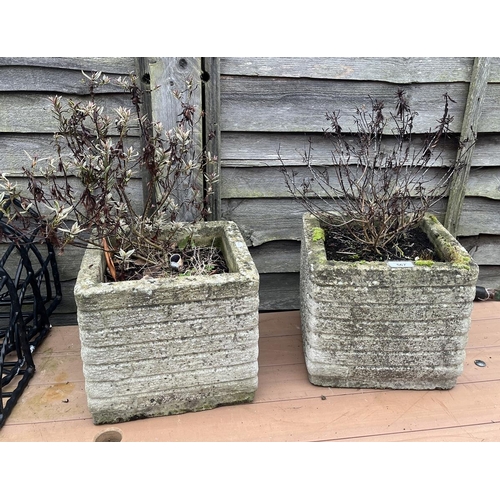 567 - Pair of small stone square planters