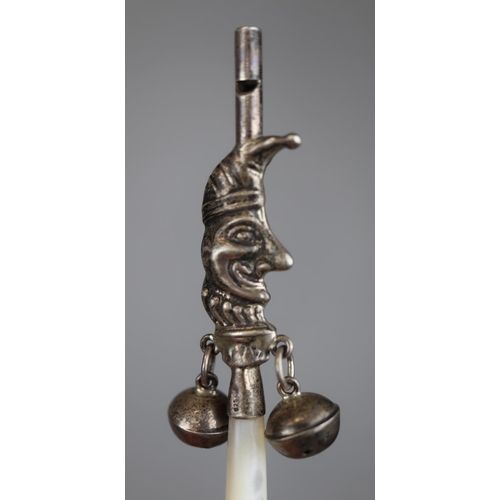 1 - Silver and mother-of-pearl rattle/whistle