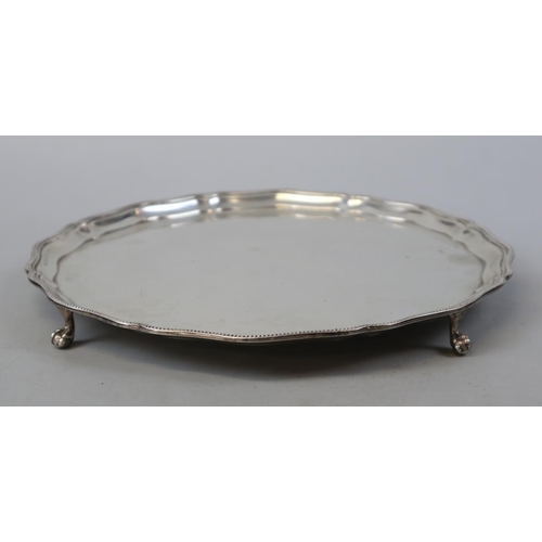 10 - Hallmarked Birmingham silver salver on ball and claw feet – Weight: 715g