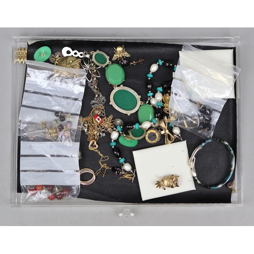 138 - Collection of costume jewelley in acrylic drawers to include silver