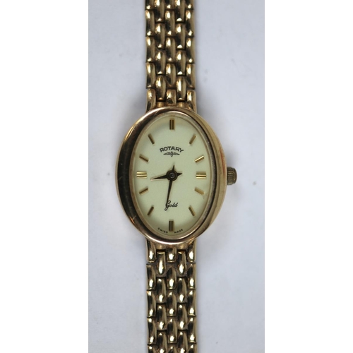 152 - 9ct gold Rotary ladies watch with 9ct gold strap - Approx gross weight: 20g