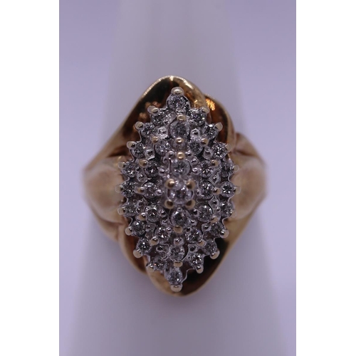 16 - Large 9ct gold diamond set cluster ring - Size O