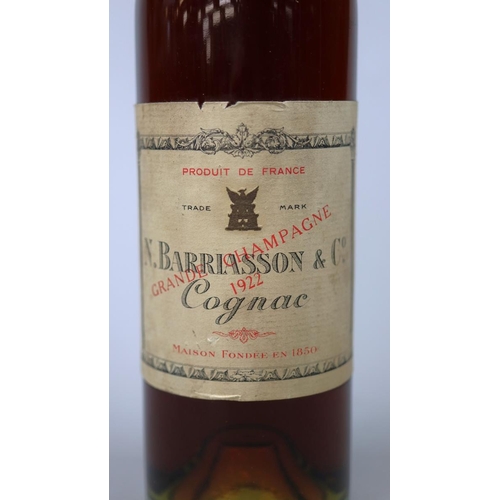 174 - Bottle of N. Barriasson & Co 1922 Grande Champagne Cognac - Level good.